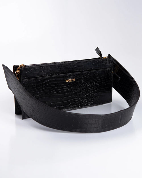 Bolsa Média Margô Couro Preto WOOW