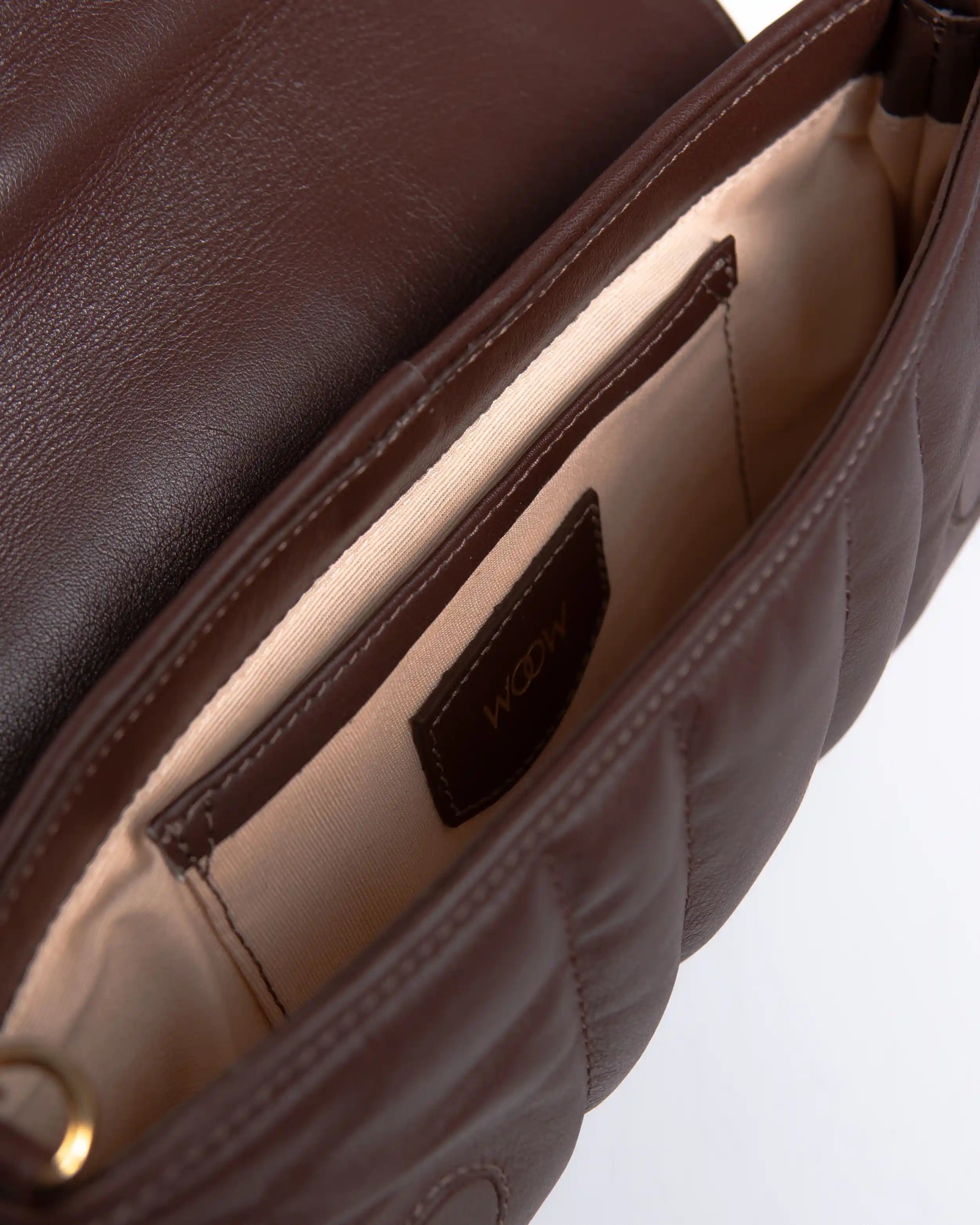 Bolsa Média Agatha Couro Café WOOW