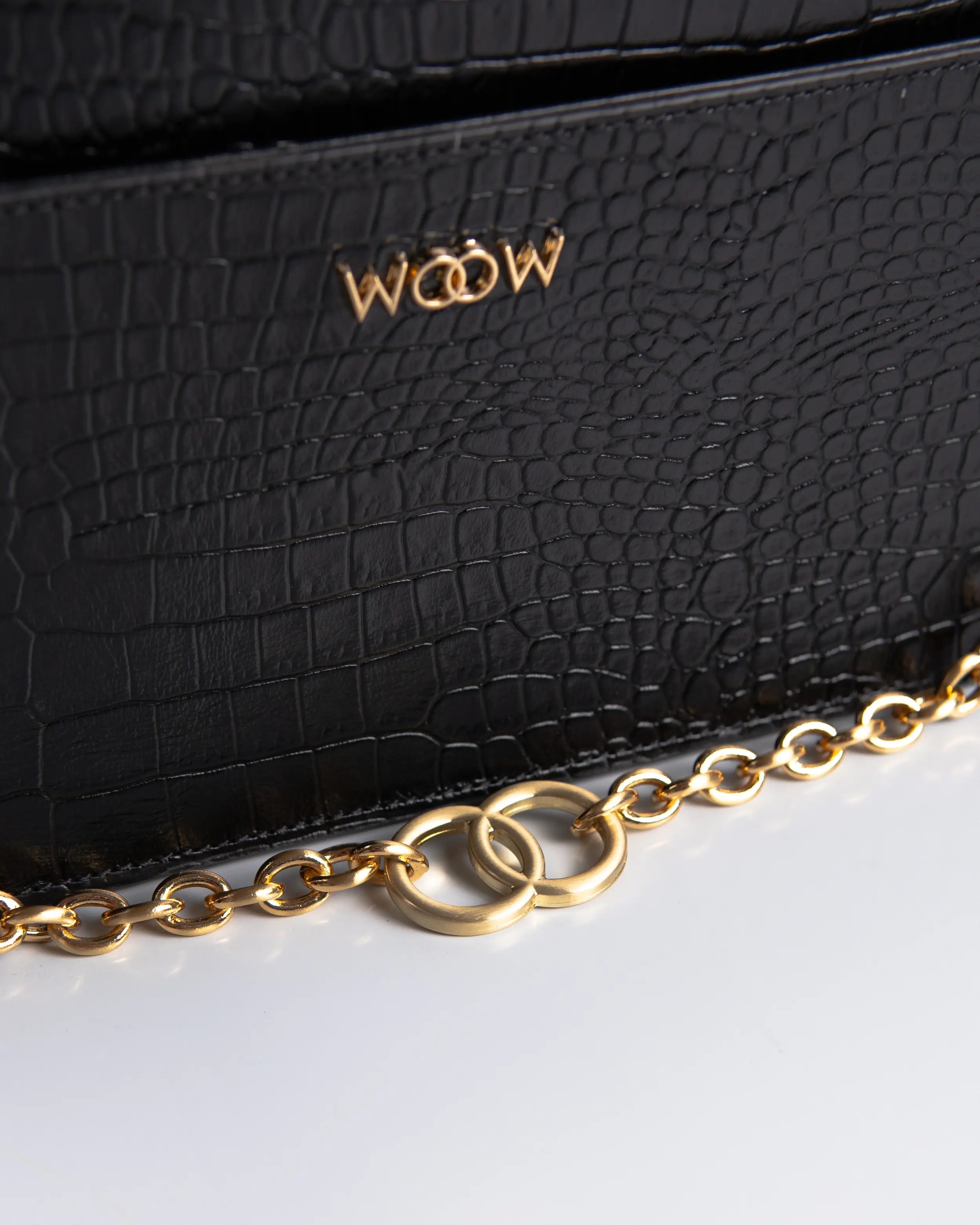 Bolsa Média Margô Couro Preto WOOW