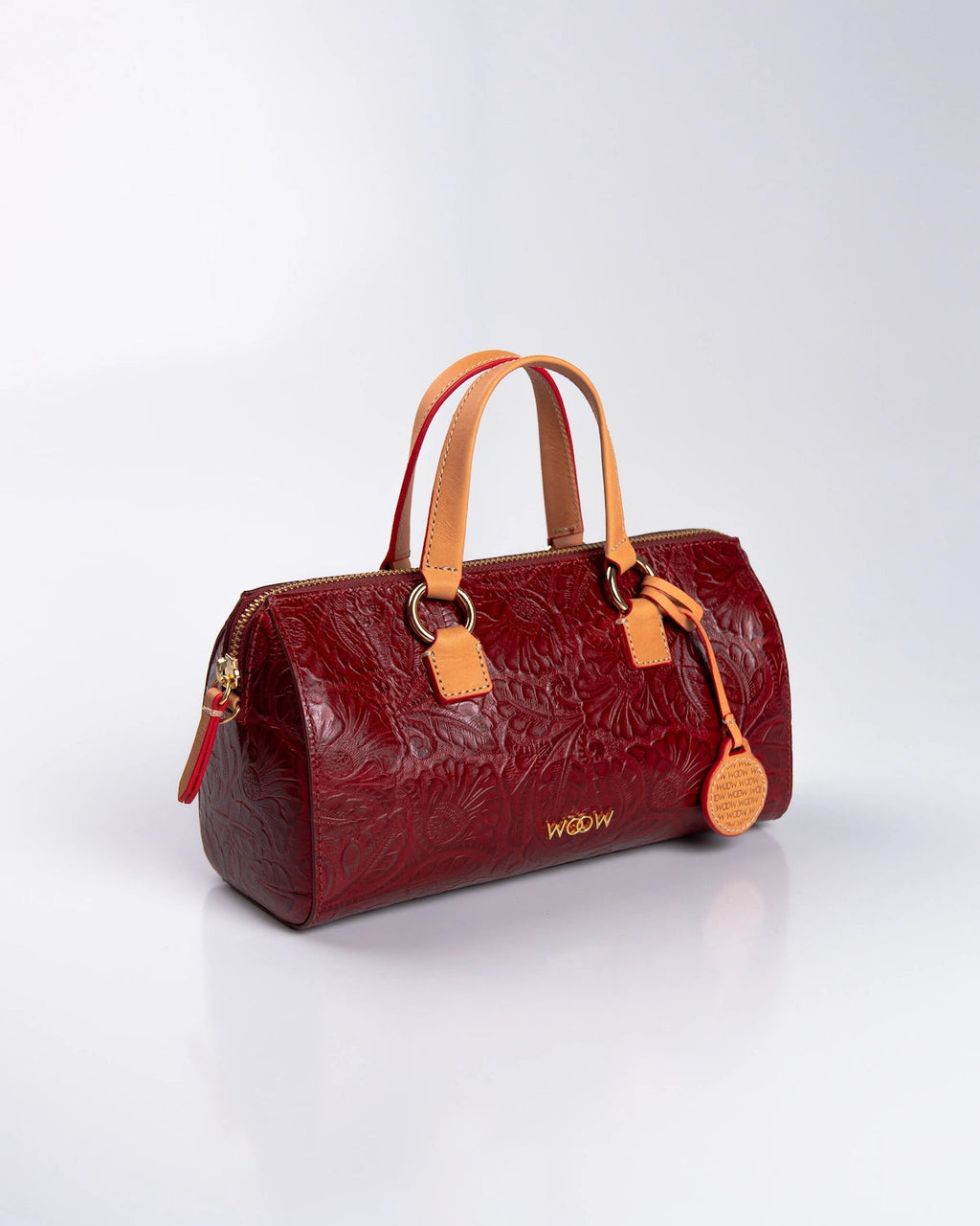 Bolsa Média Flora Couro Bordô WOOW