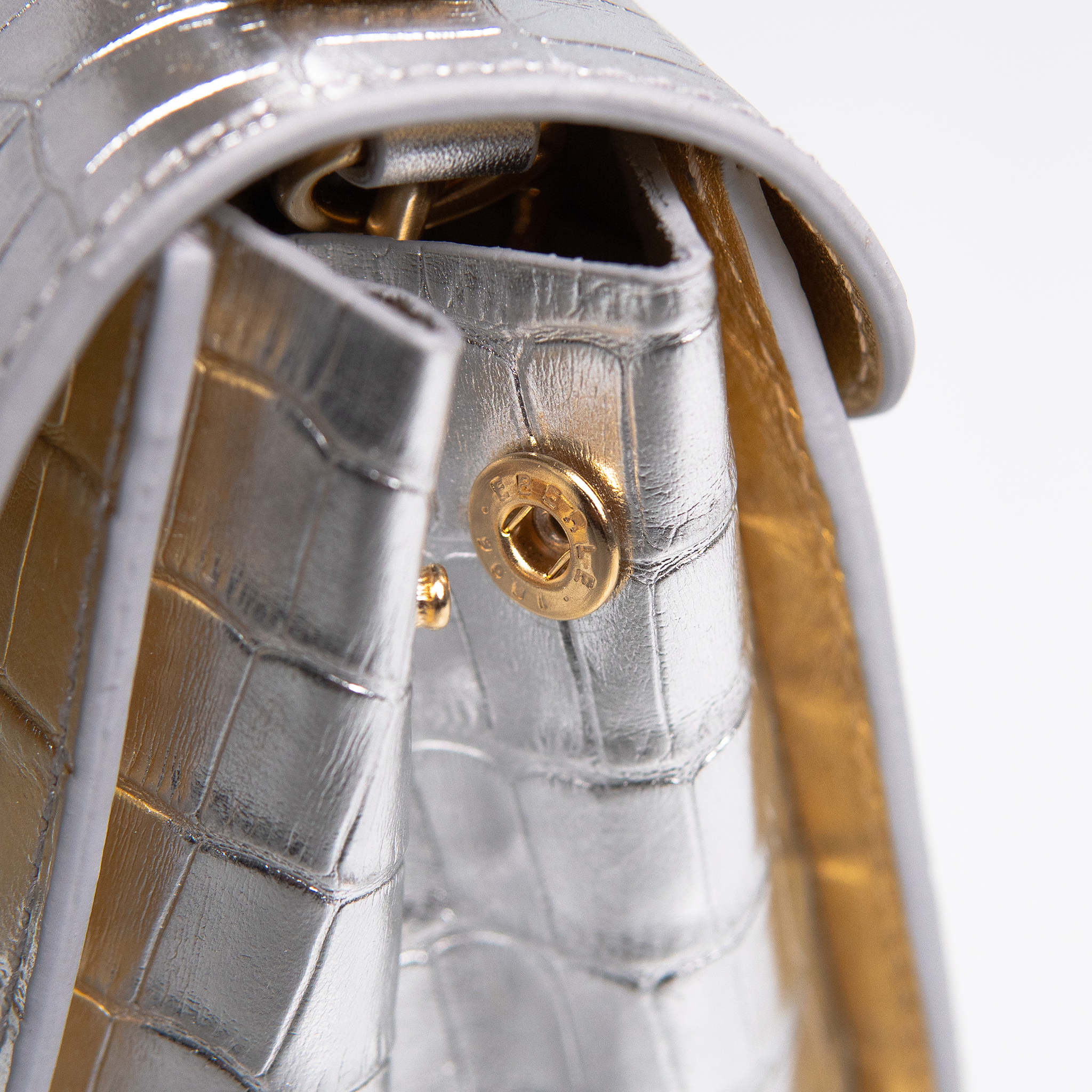 Bolsa Mini Aurora  couro croco prateado WOOW