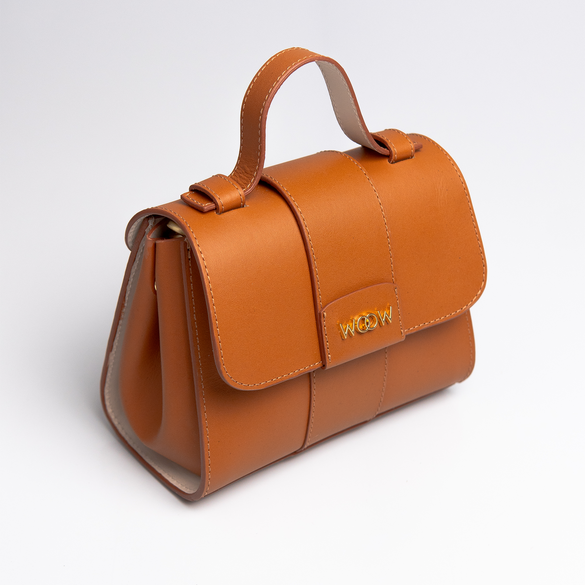 Bolsa Mini Aurora couro caramelo WOOW