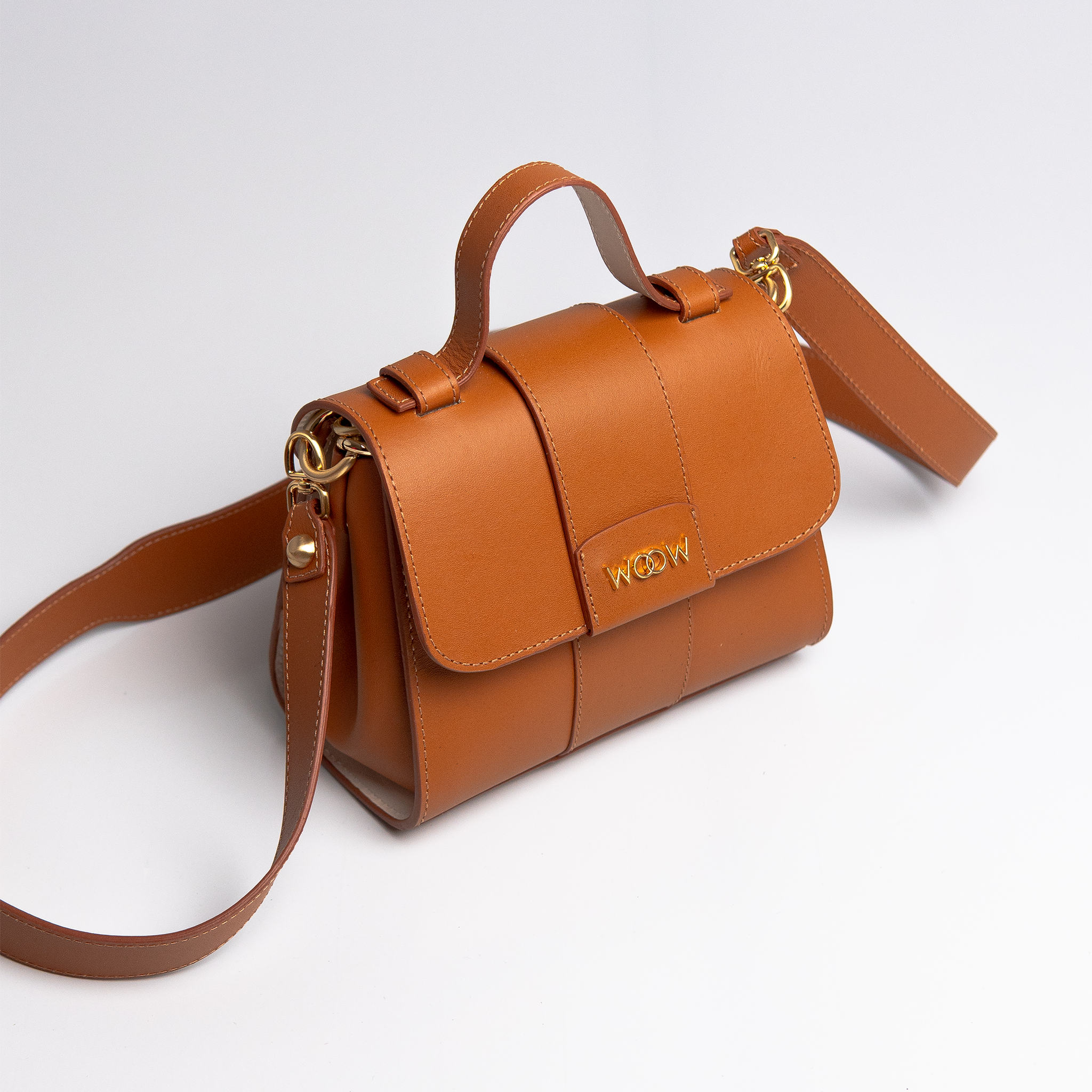 Bolsa Mini Aurora couro caramelo WOOW