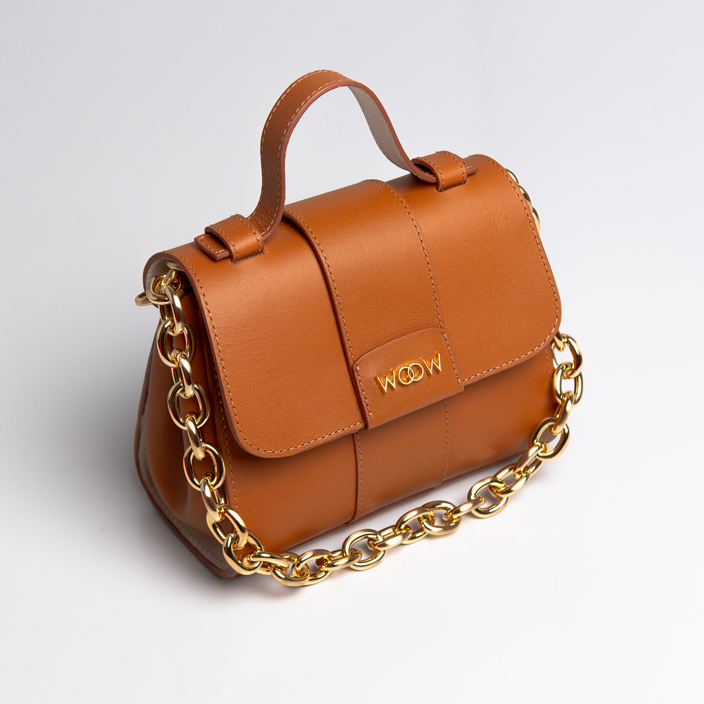 Bolsa Mini Aurora couro caramelo WOOW
