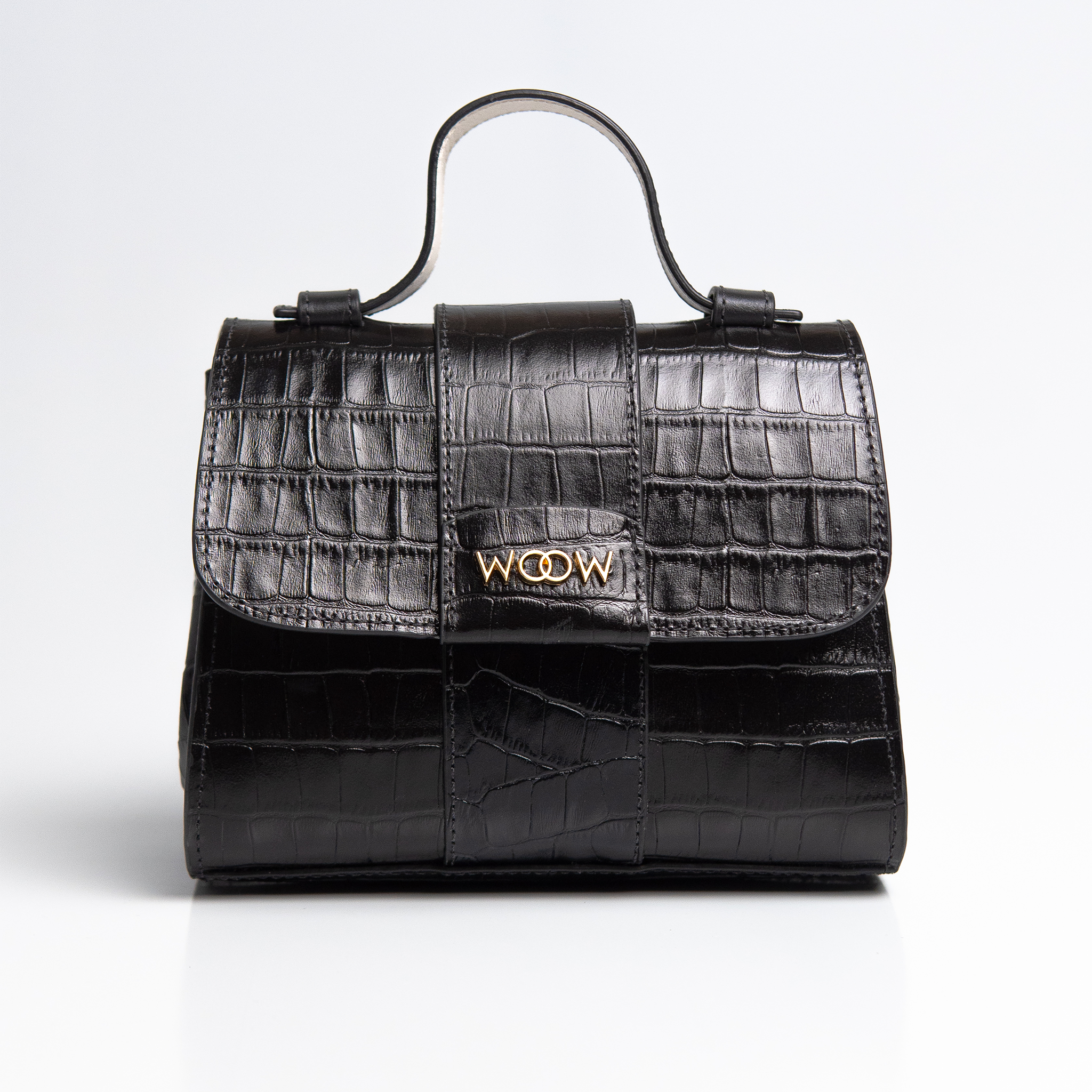 Bolsa Mini Aurora  couro croco preto WOOW