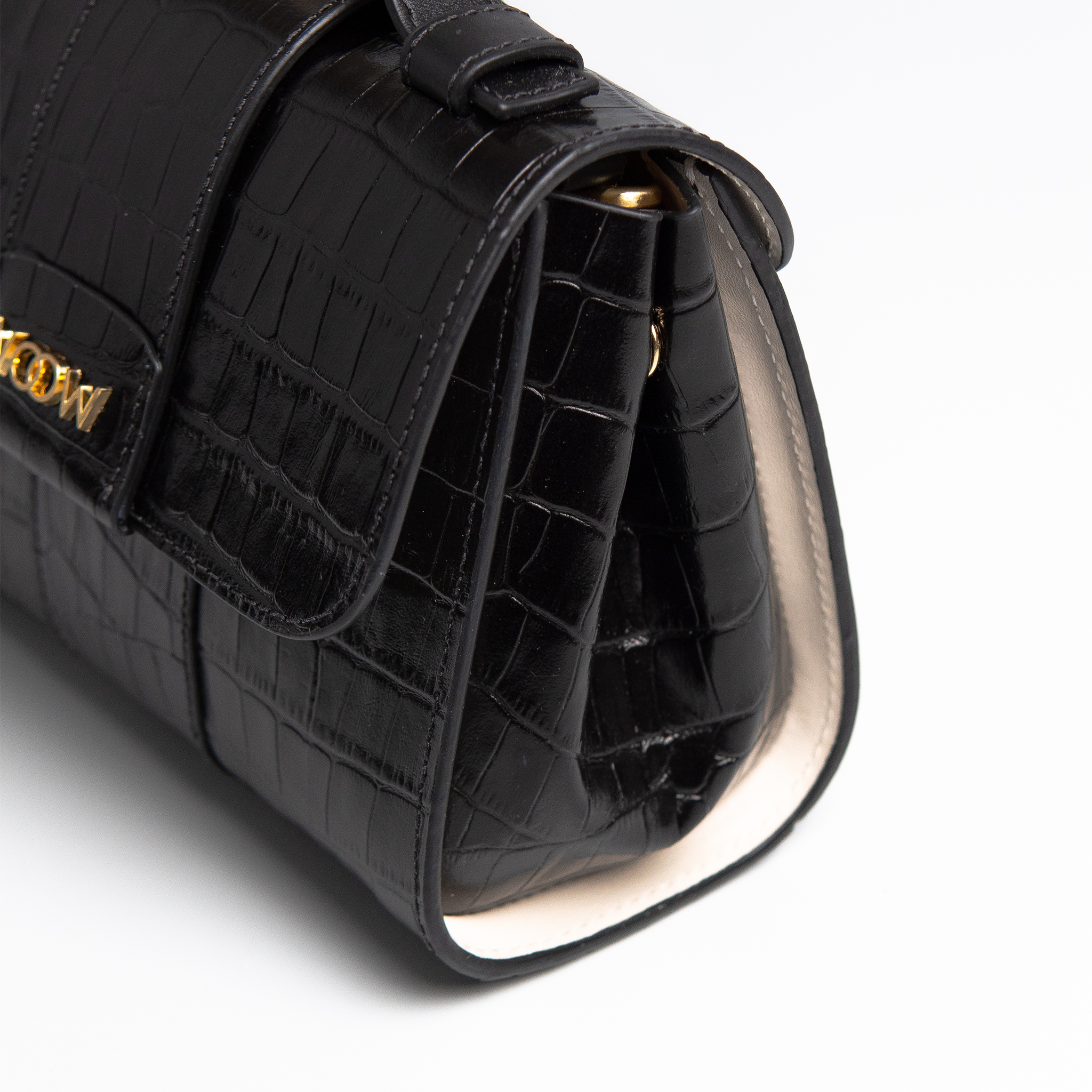 Bolsa Mini Aurora  couro croco preto WOOW