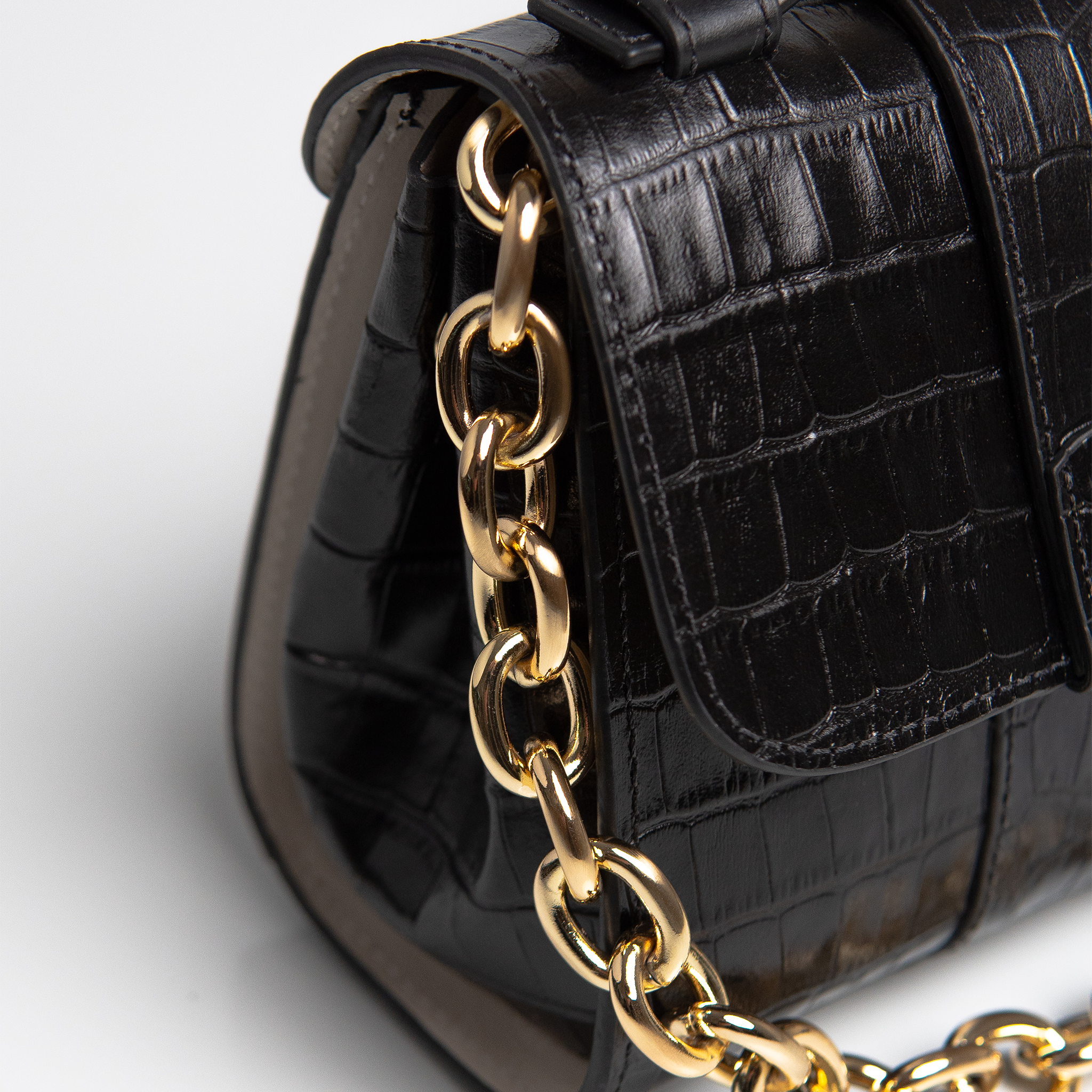 Bolsa Mini Aurora  couro croco preto WOOW