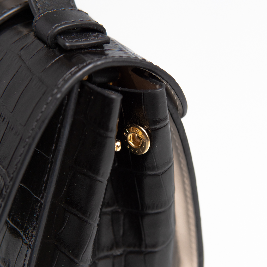 Bolsa Mini Aurora  couro croco preto WOOW