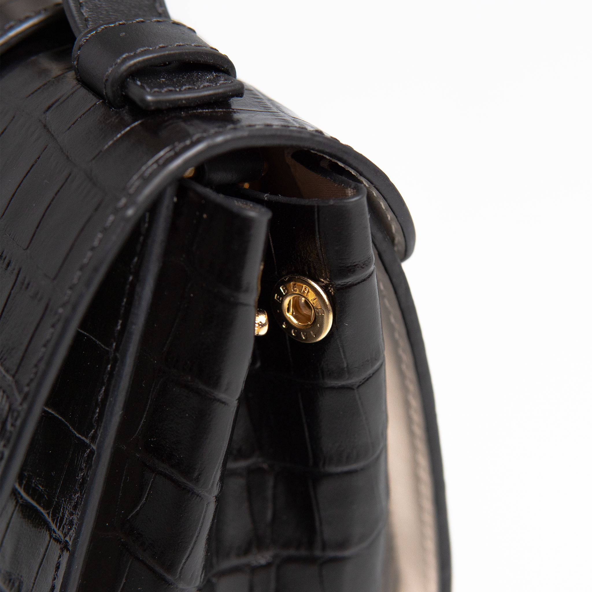 Bolsa Mini Aurora  couro croco preto WOOW