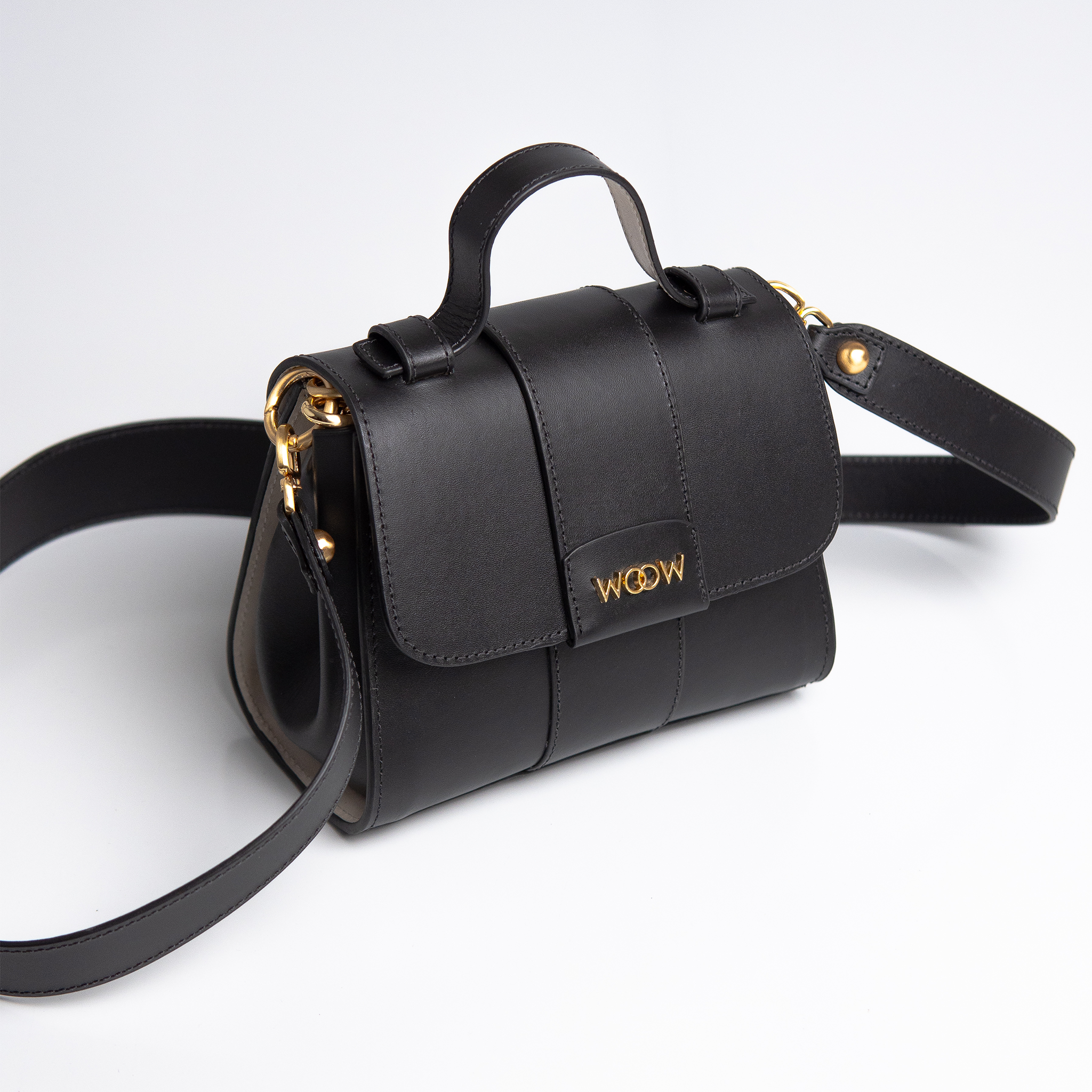 Bolsa Mini Aurora couro preto WOOW
