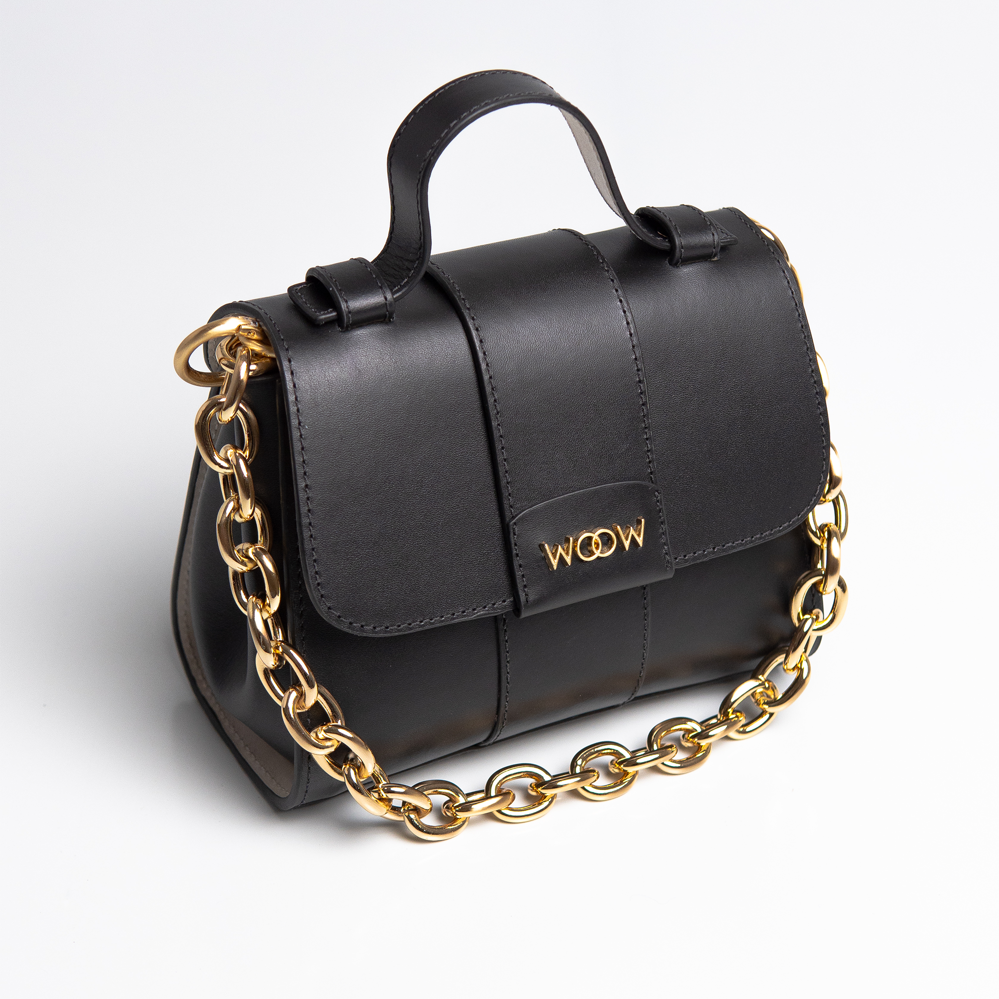 Bolsa Mini Aurora couro preto WOOW