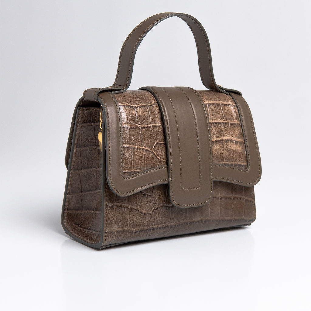 Bolsa Mini Sophia Couro Croco Dark Pewter WOOW