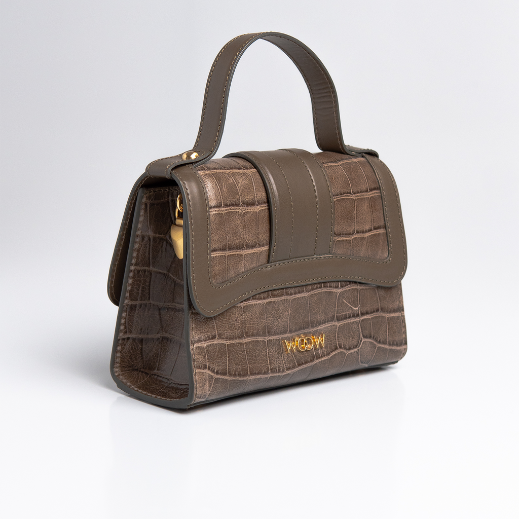 Bolsa Mini Sophia Couro Croco Dark Pewter WOOW