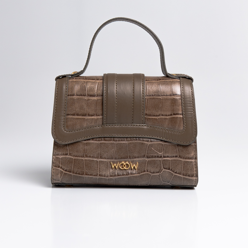 Bolsa Mini Sophia Couro Croco Dark Pewter WOOW