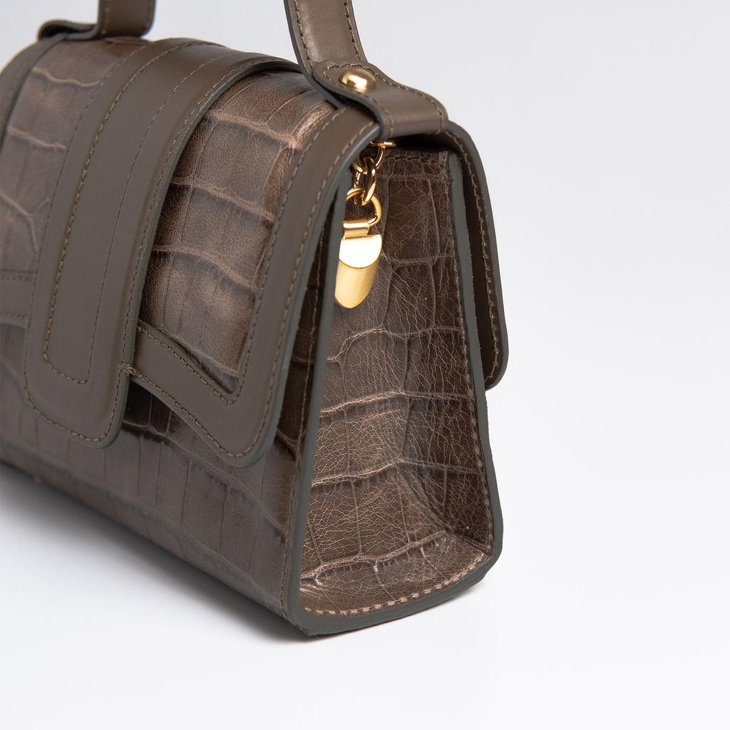 Bolsa Mini Sophia Couro Croco Dark Pewter WOOW