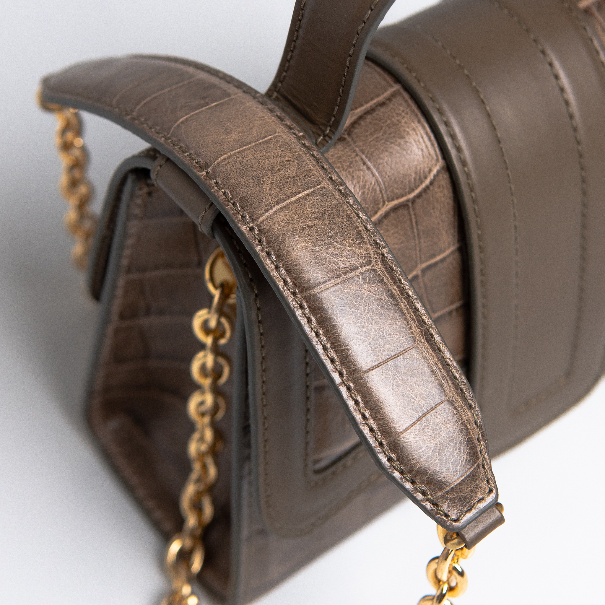 Bolsa Mini Sophia Couro Croco Dark Pewter WOOW