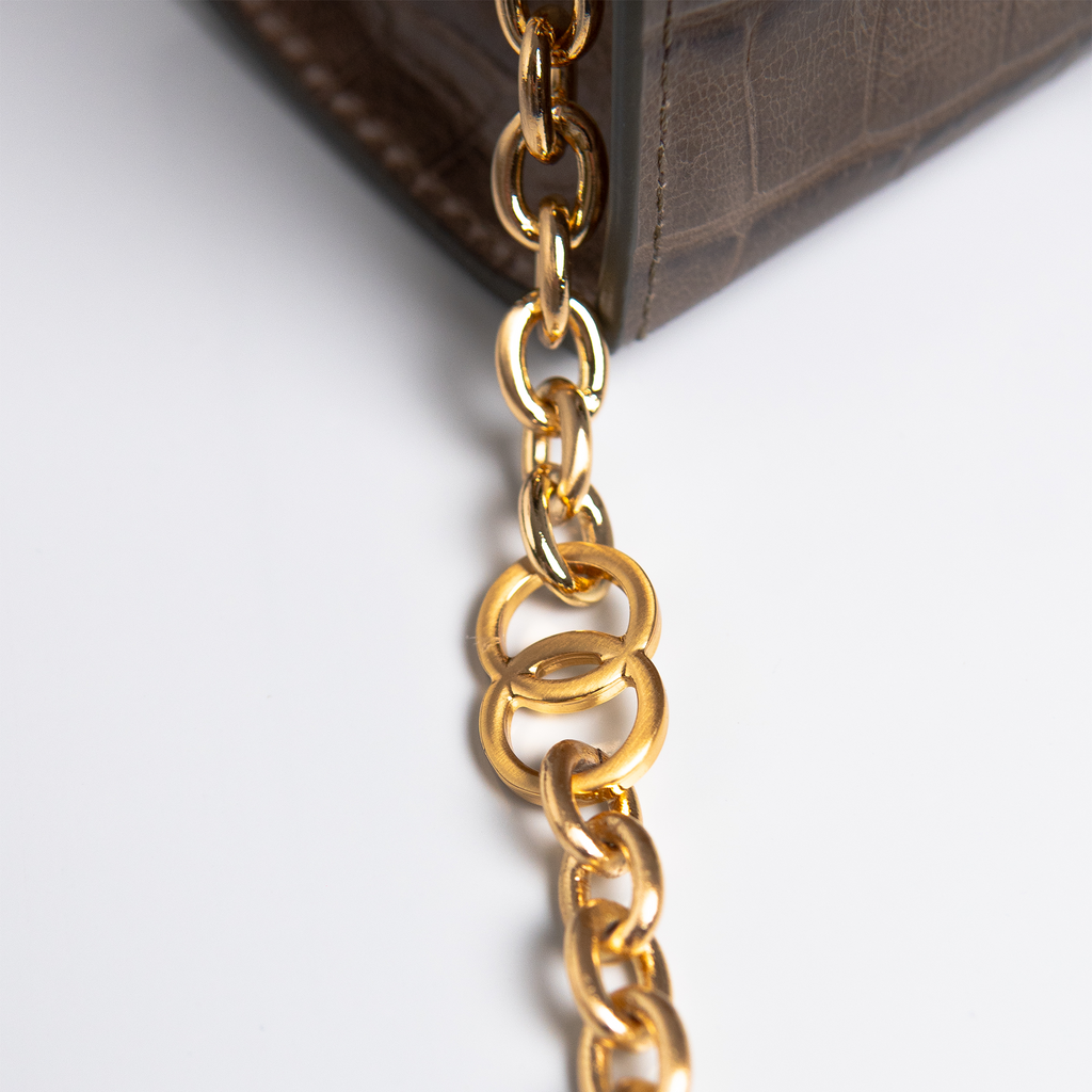 Bolsa Mini Sophia Couro Croco Dark Pewter WOOW