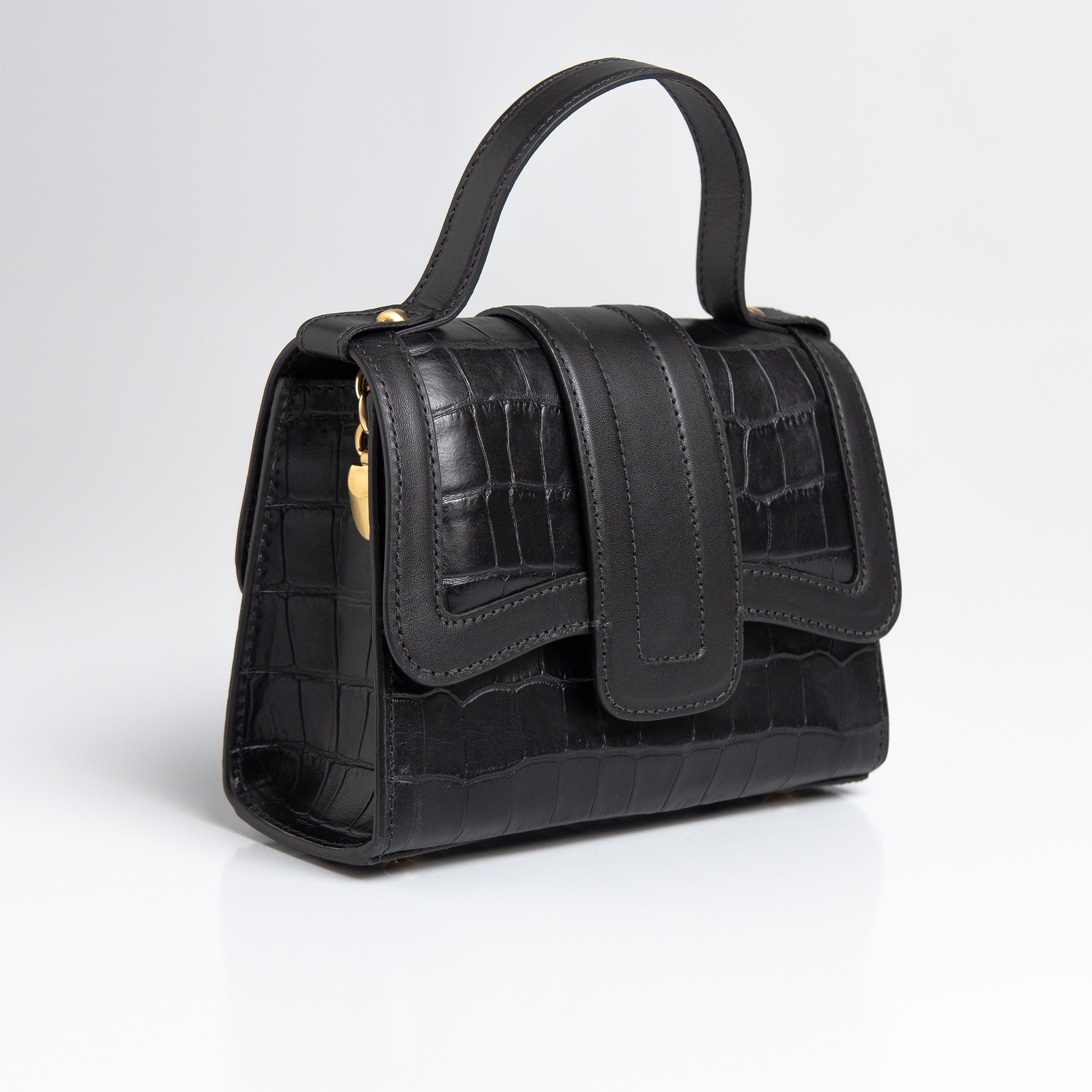 Bolsa Mini Sophia Couro Croco Preto WOOW