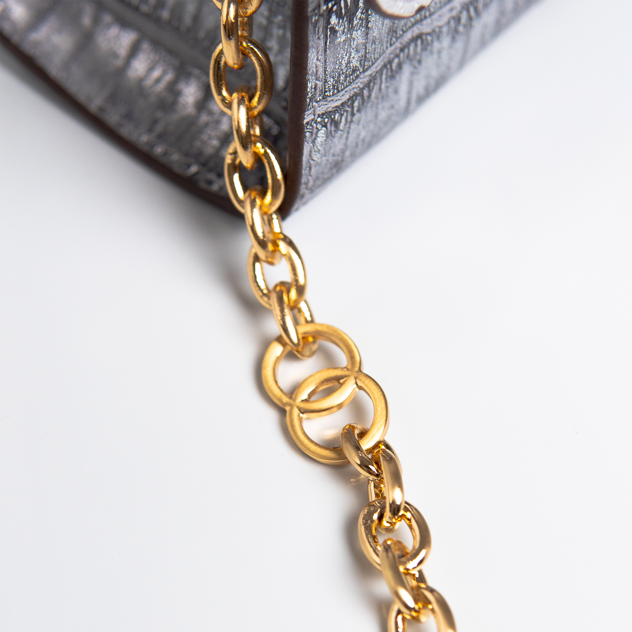 Bolsa Mini Sophia Couro Croco Silver WOOW