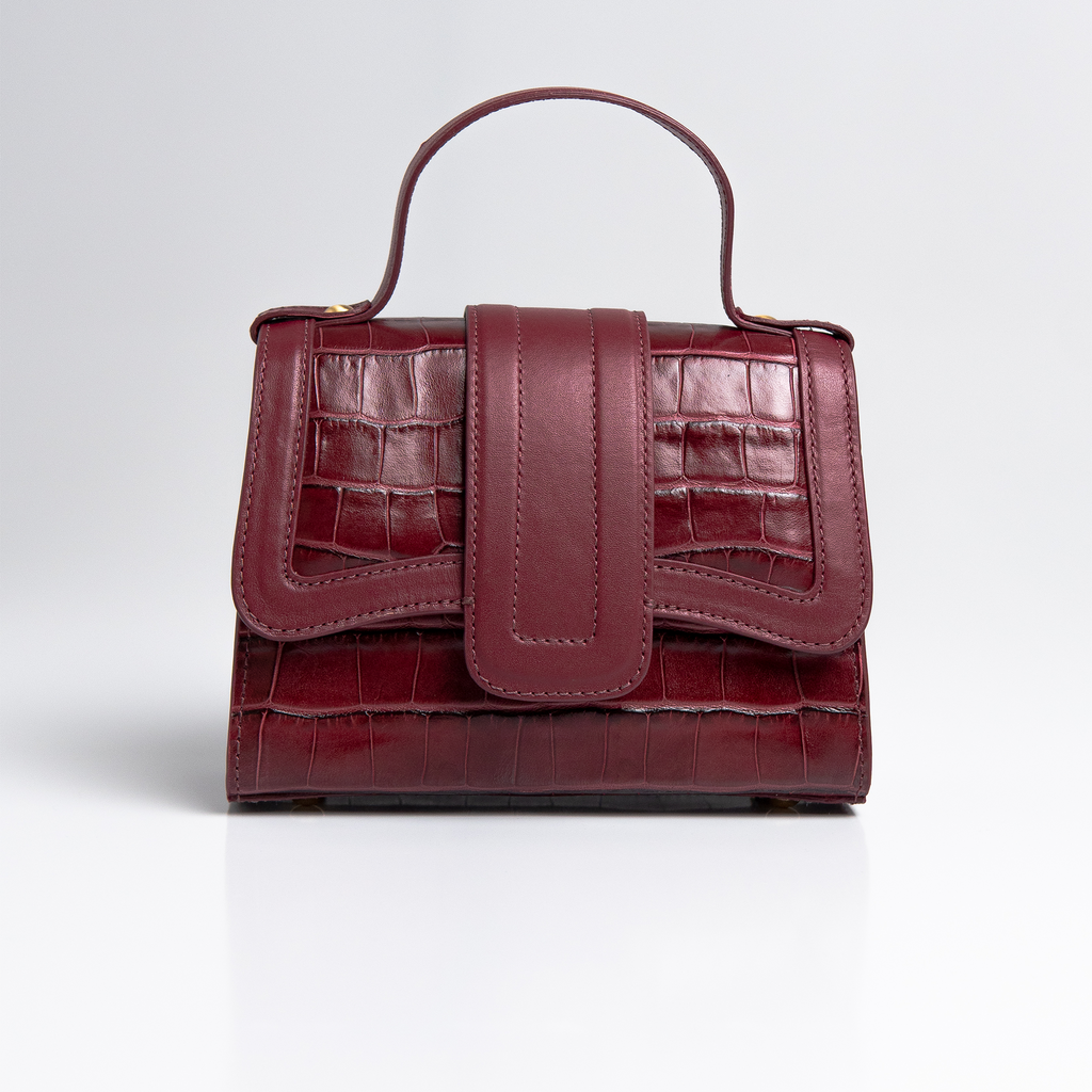 Bolsa Mini Sophia Couro Croco Vinho WOOW