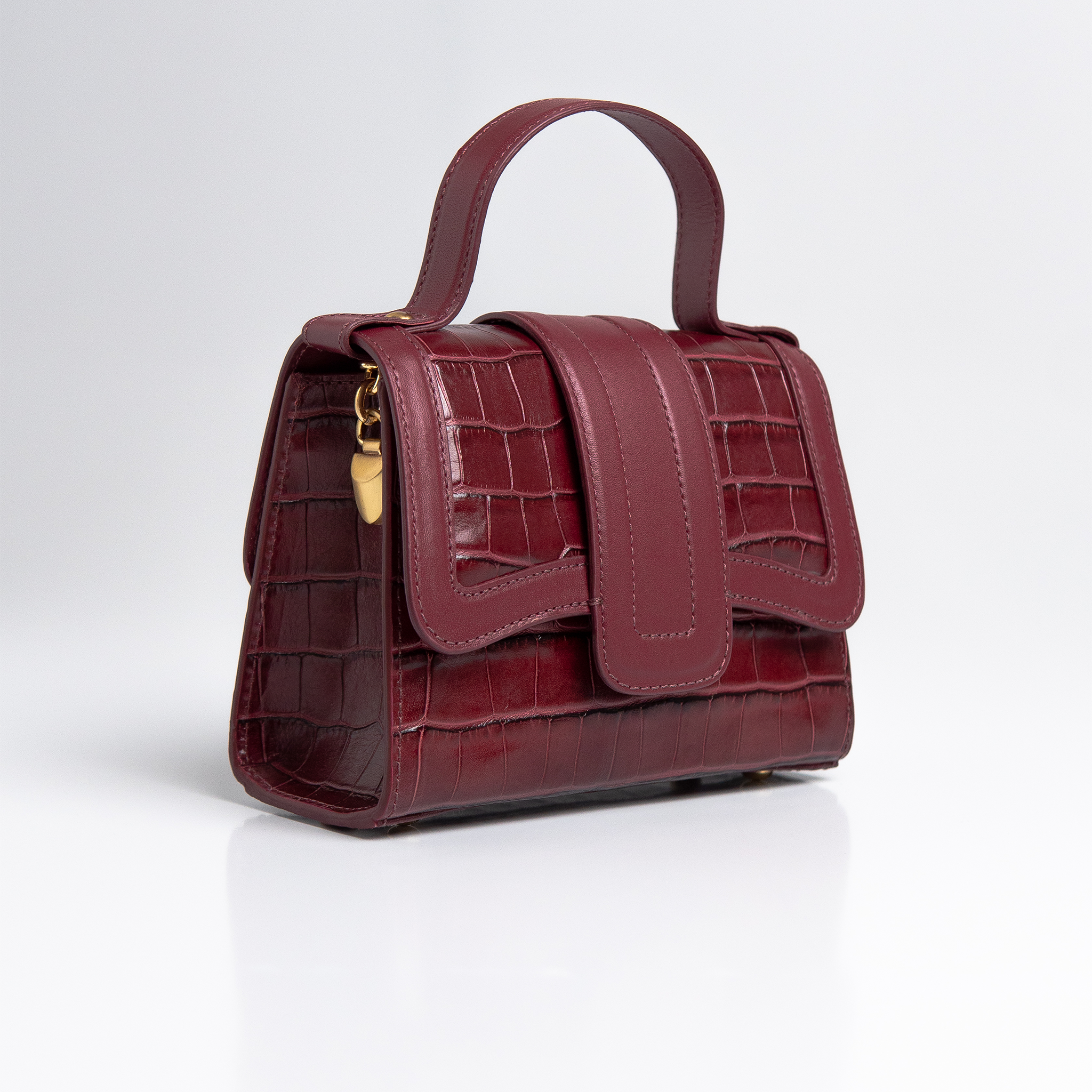 Bolsa Mini Sophia Couro Croco Vinho WOOW