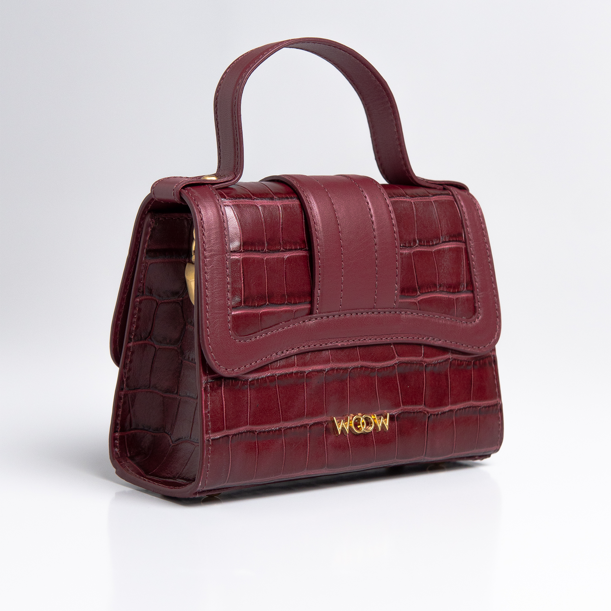 Bolsa Mini Sophia Couro Croco Vinho WOOW