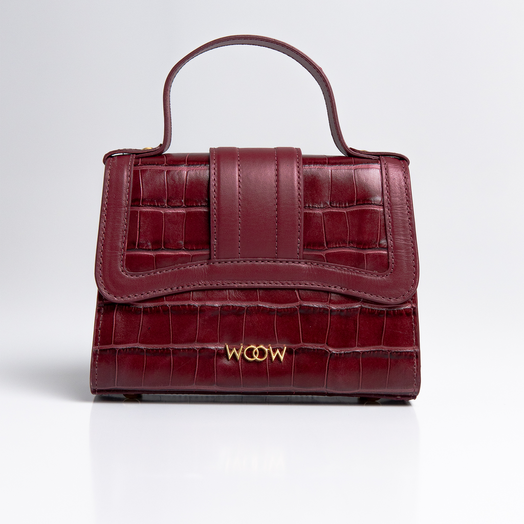 Bolsa Mini Sophia Couro Croco Vinho WOOW