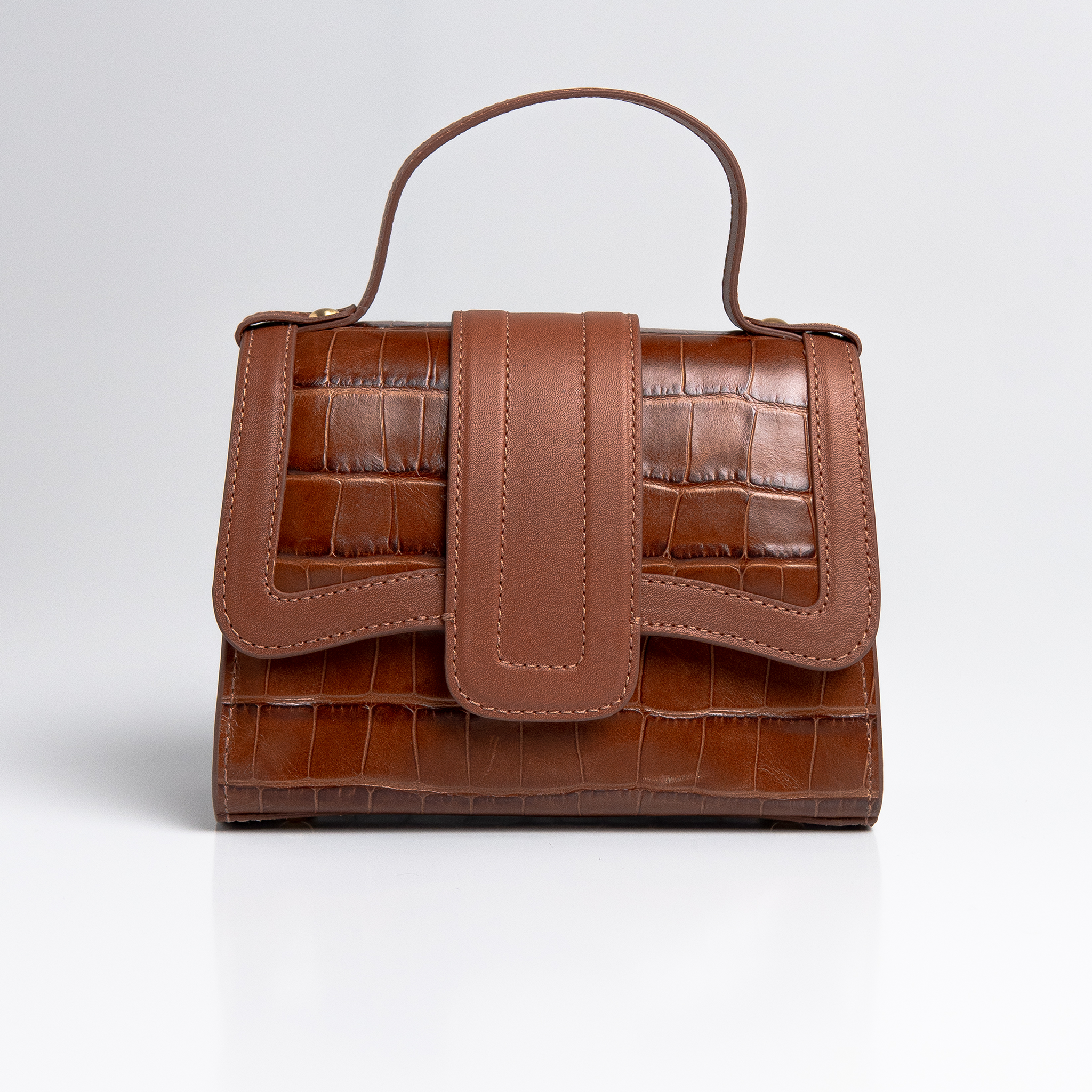 Bolsa Mini Sophia Couro Croco Expresso Brown WOOW