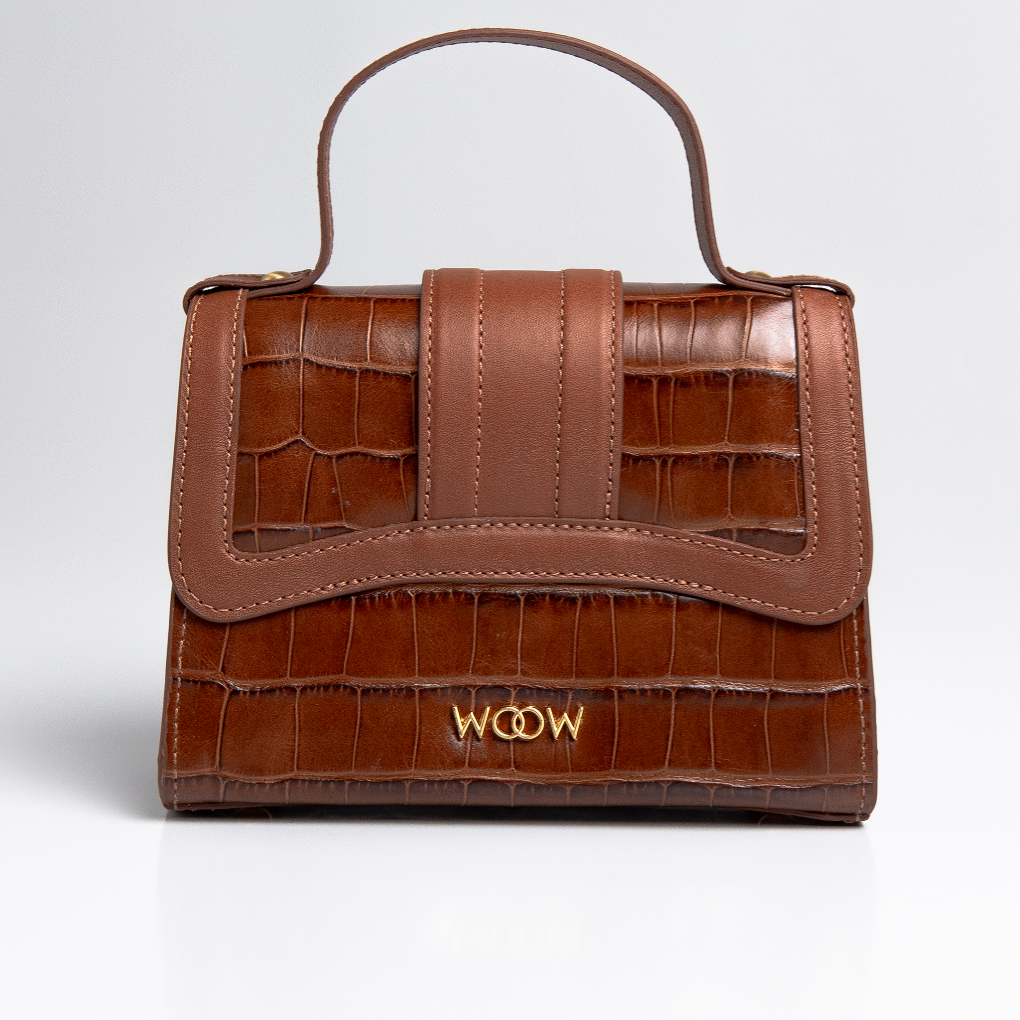 Bolsa Mini Sophia Couro Croco Expresso Brown WOOW