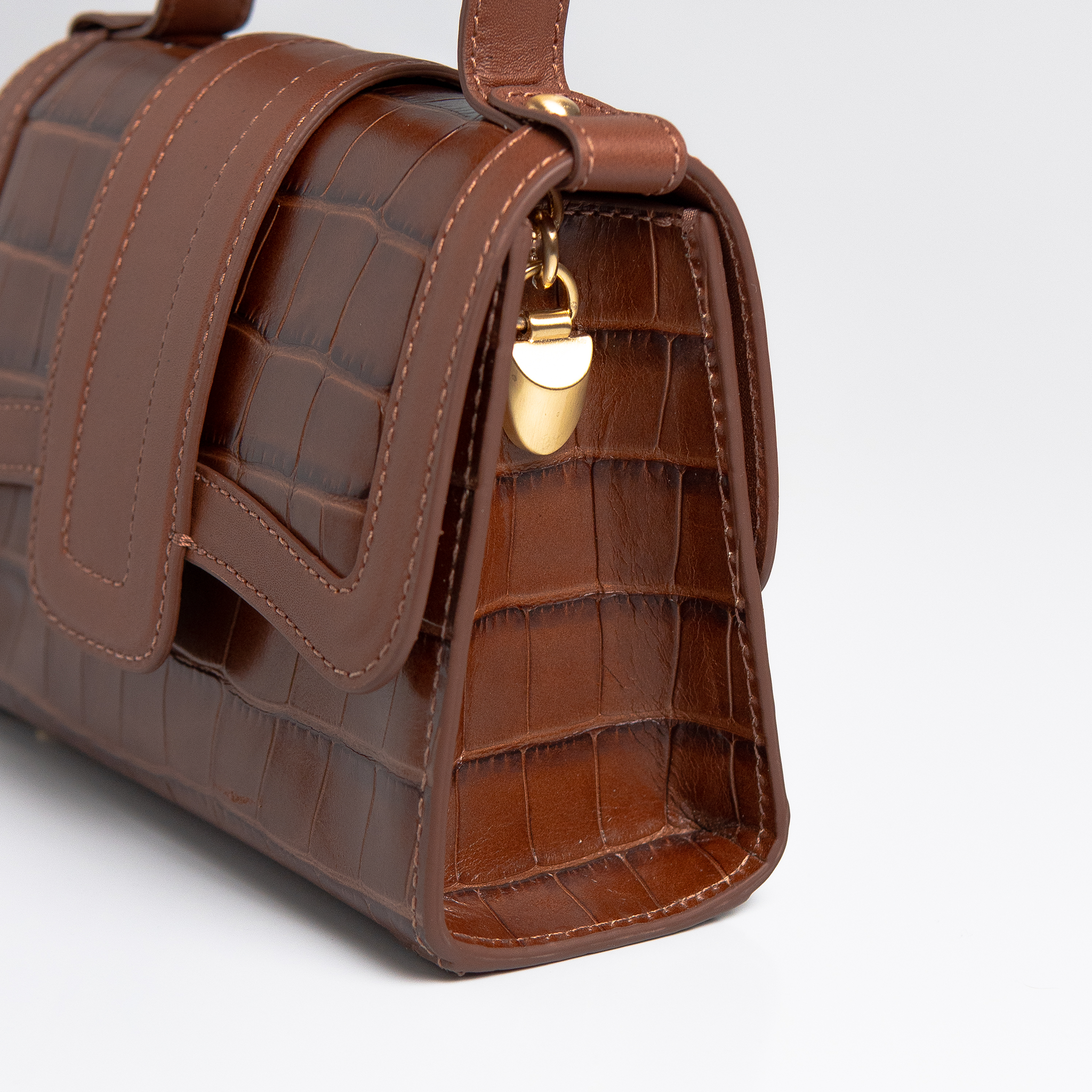 Bolsa Mini Sophia Couro Croco Expresso Brown WOOW