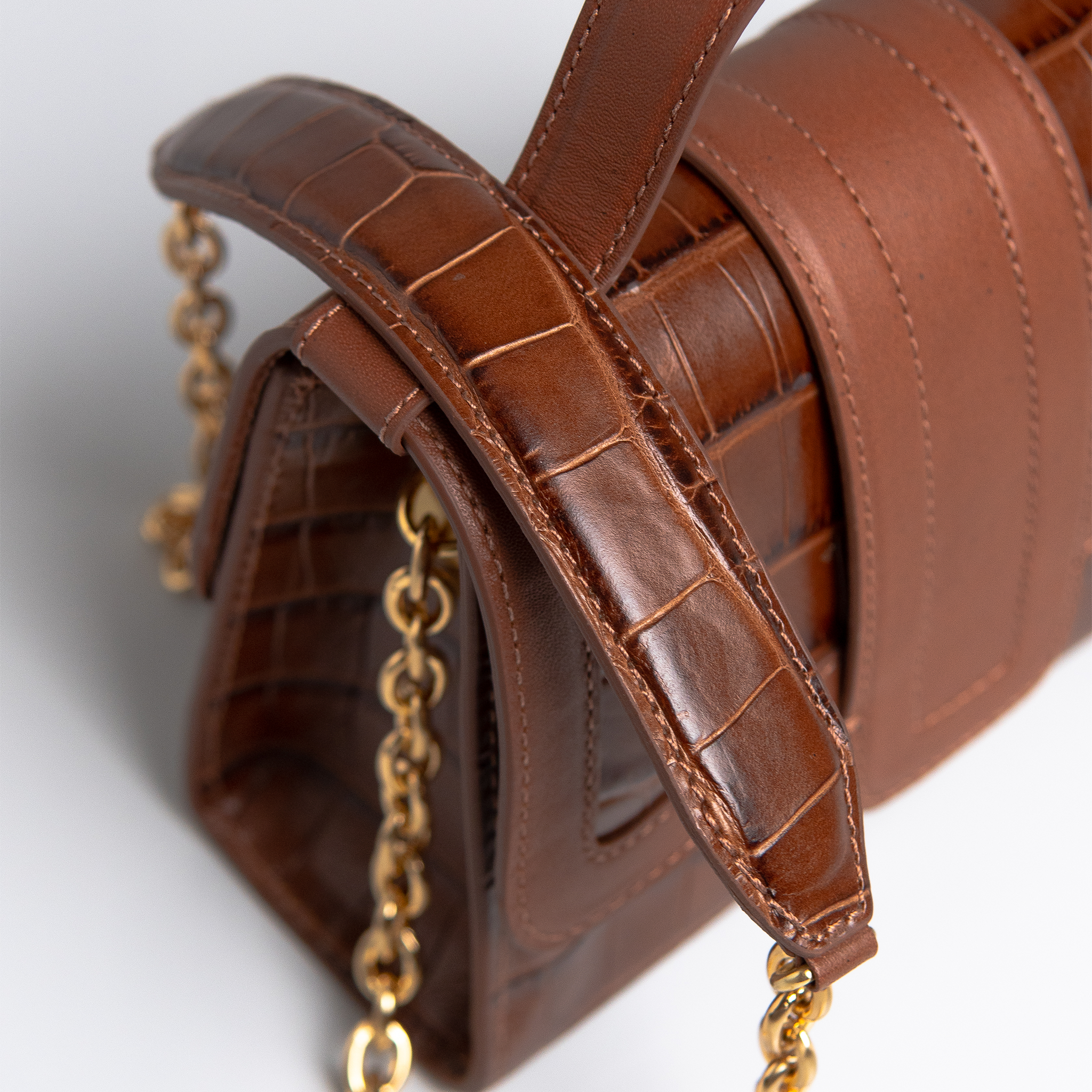 Bolsa Mini Sophia Couro Croco Expresso Brown WOOW