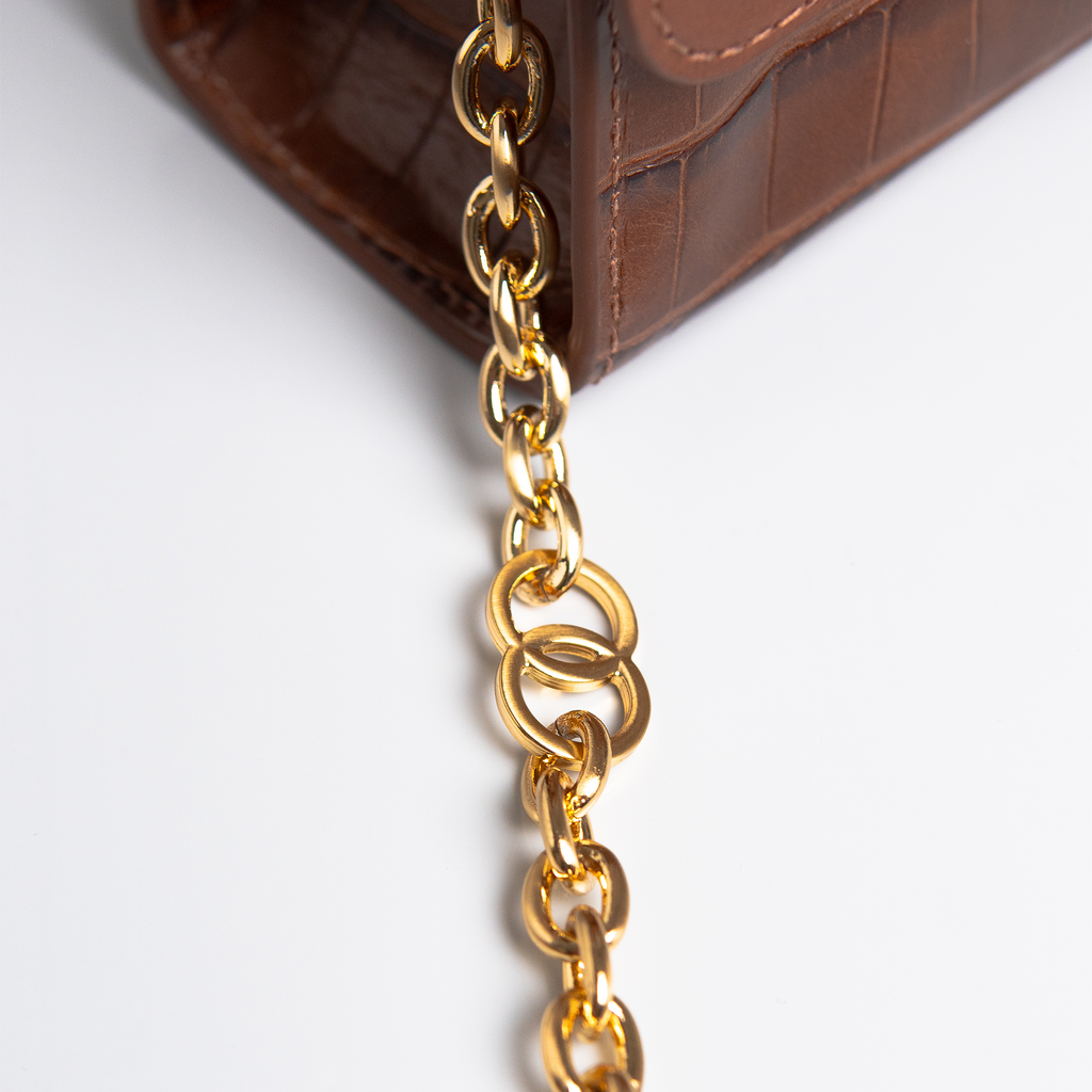 Bolsa Mini Sophia Couro Croco Expresso Brown WOOW