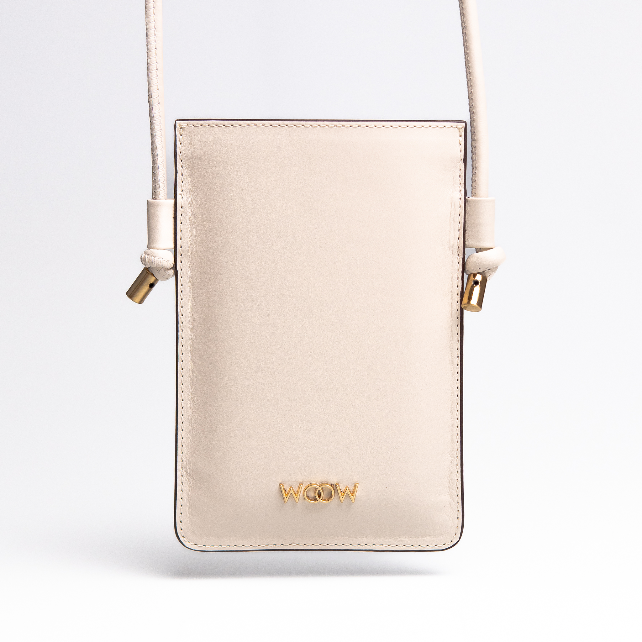 Bolsa porta celular Marina couro Off White WOOW