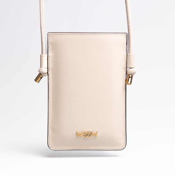 Bolsa porta celular Marina couro - Off White