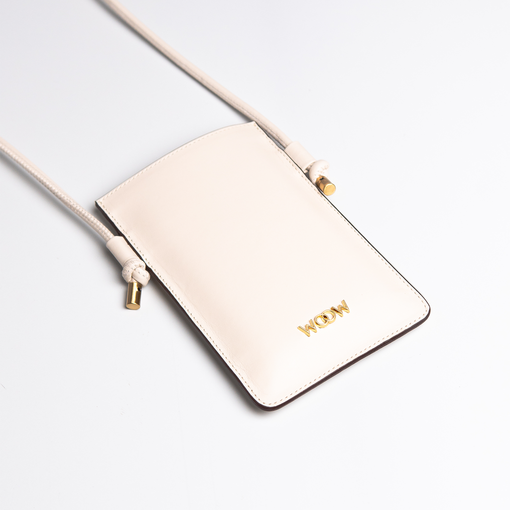 Bolsa porta celular Marina couro Off White WOOW