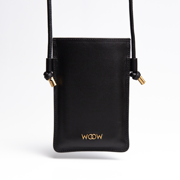 Bolsa porta celular Marina couro - Preto