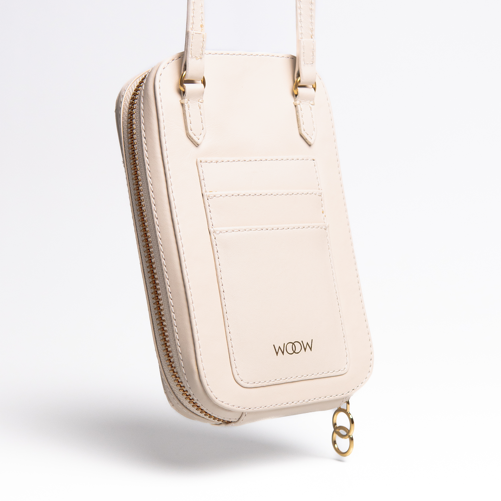 Bolsa porta celular Stella couro off white WOOW