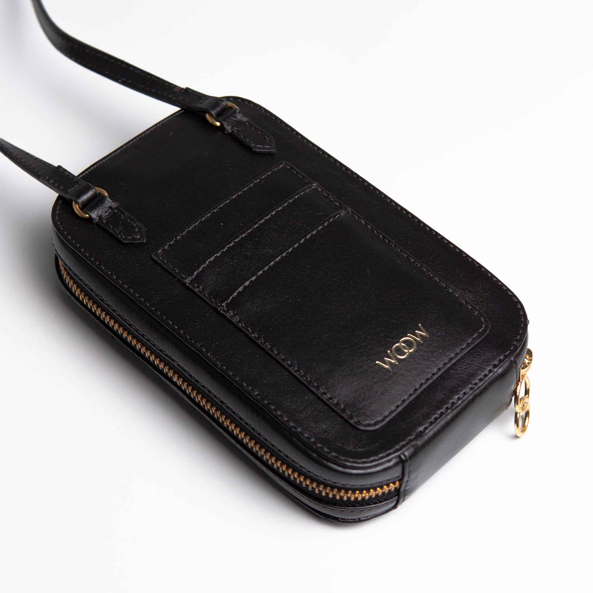 Bolsa porta celular Stella couro preto WOOW