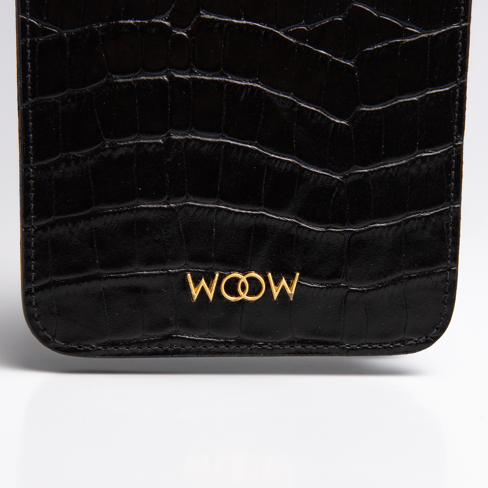 Bolsa porta celular Luna couro croco preto WOOW