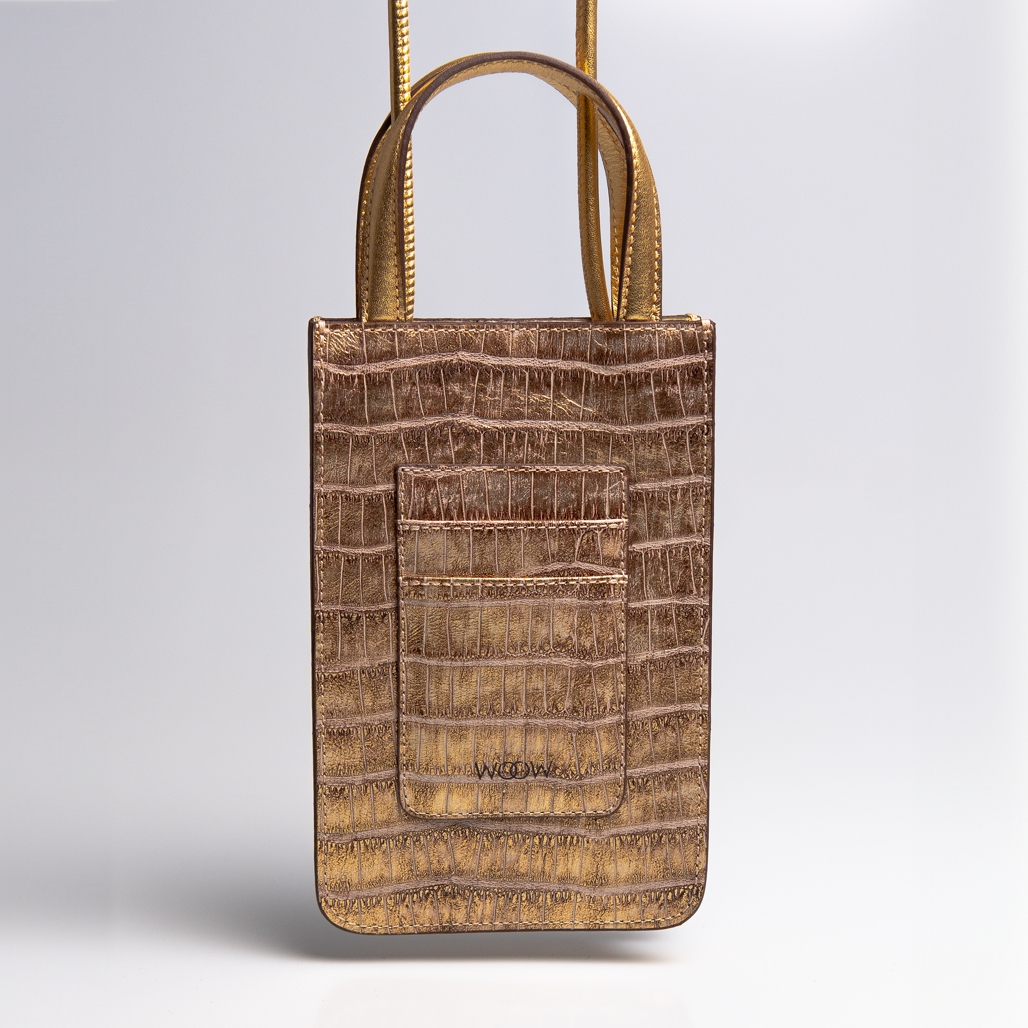 Bolsa porta celular Luna couro dourado WOOW