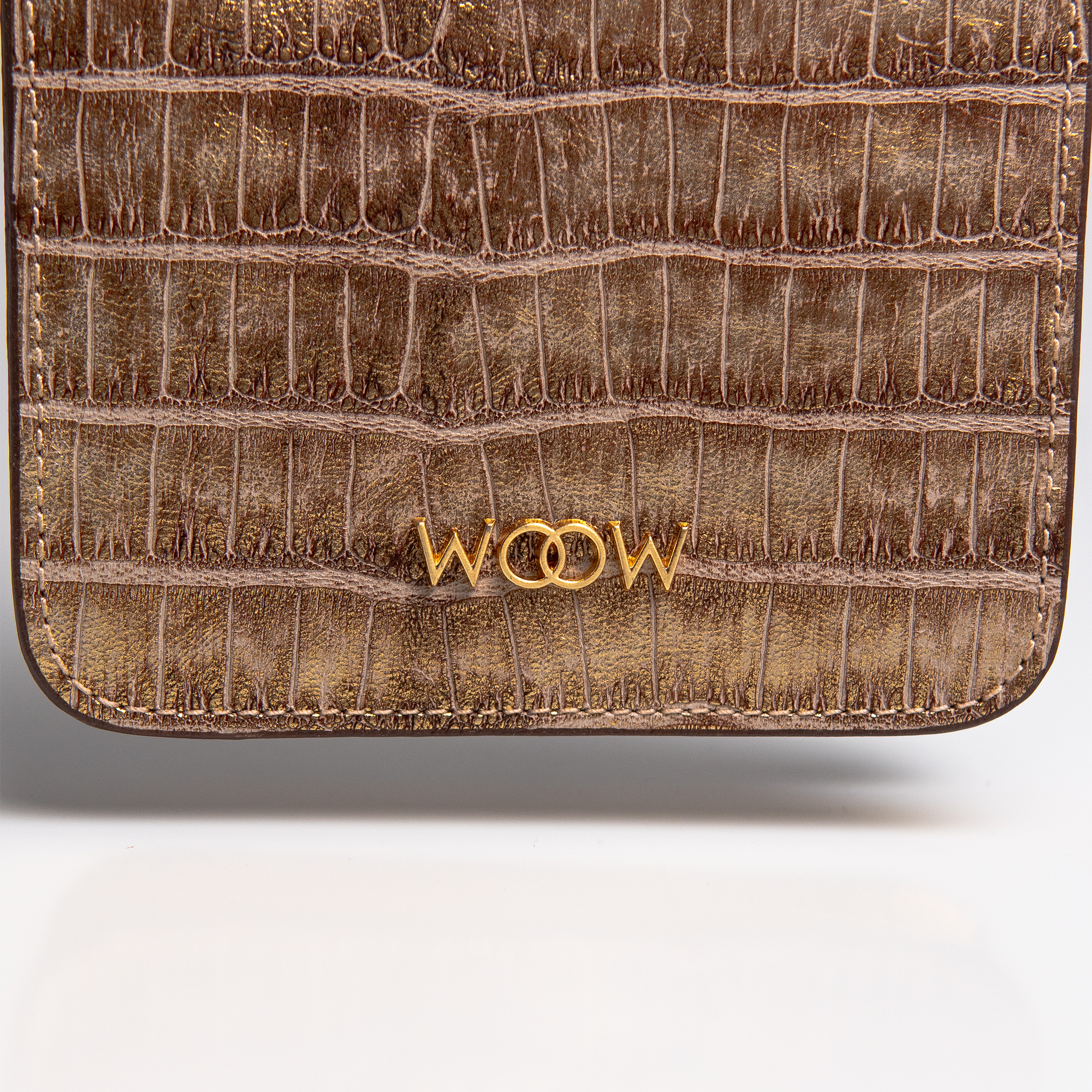 Bolsa porta celular Luna couro dourado WOOW