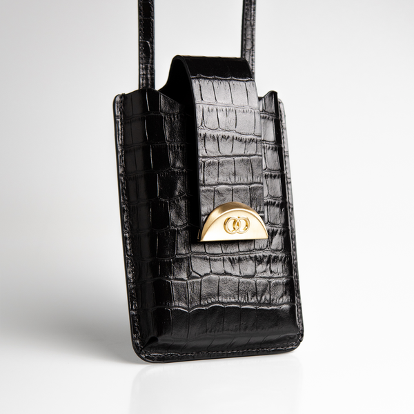 Bolsa porta celular Luiza Couro - Preto