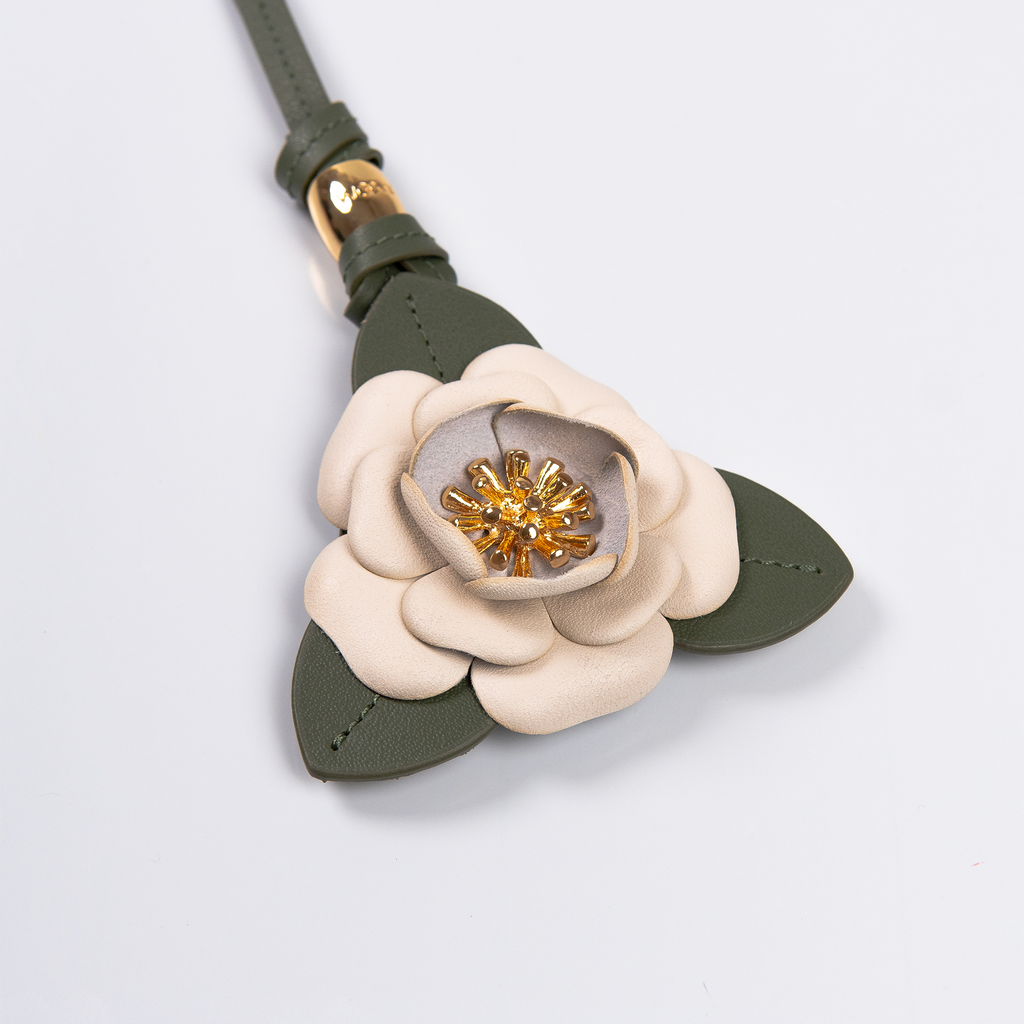 Chaveiro Flor Liz com Espelho Verde/Off White WOOW