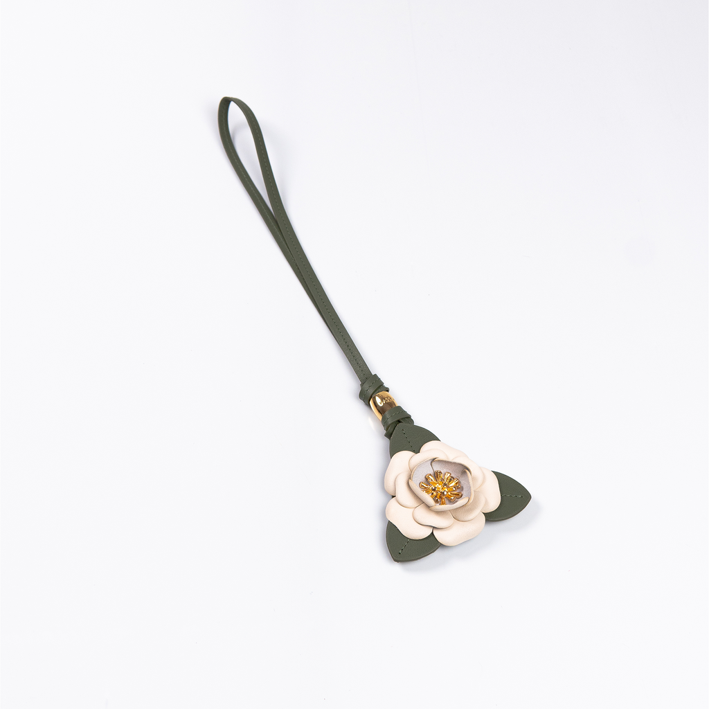 Chaveiro Flor Liz com Espelho Verde/Off White WOOW