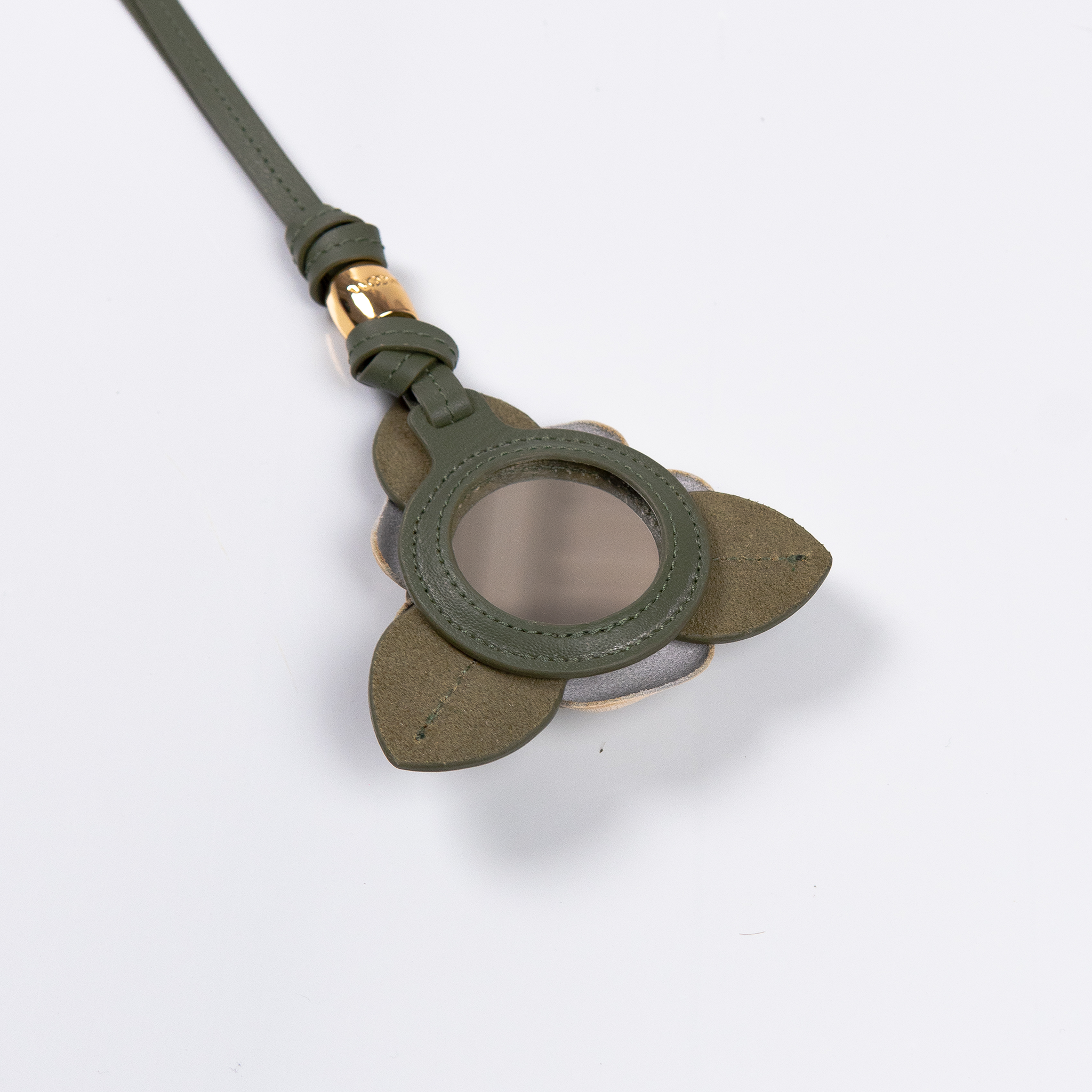 Chaveiro Flor Liz com Espelho Verde/Off White WOOW