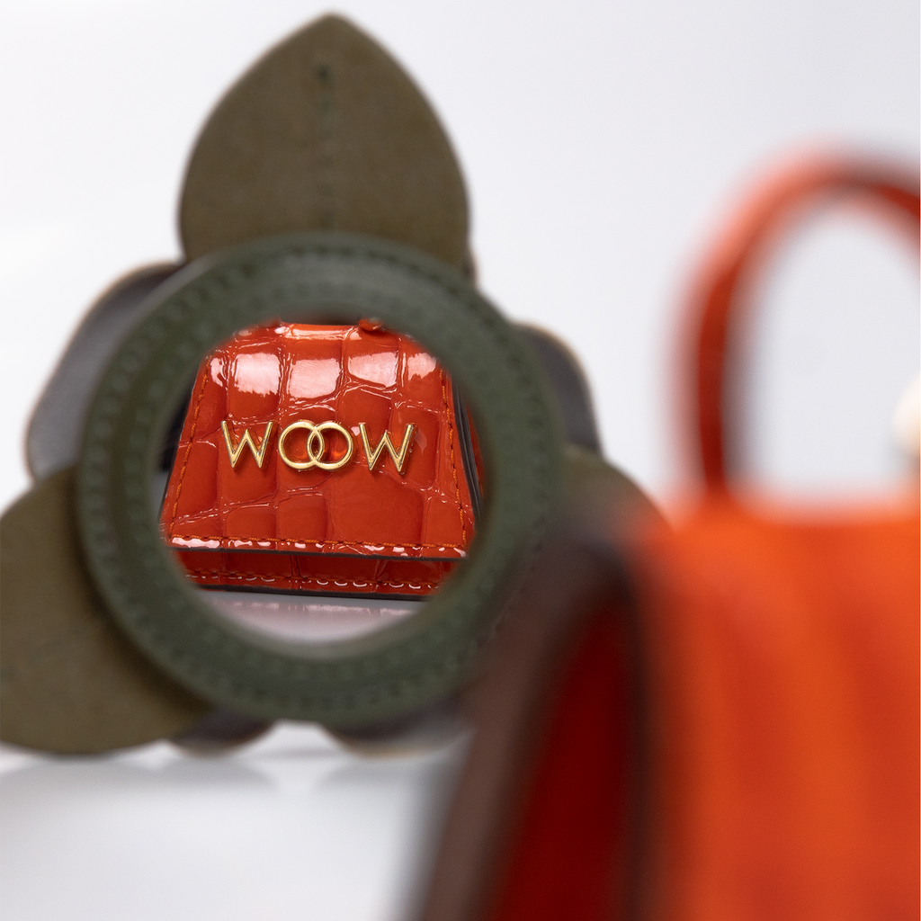 Chaveiro Flor Liz com Espelho Verde/Off White WOOW