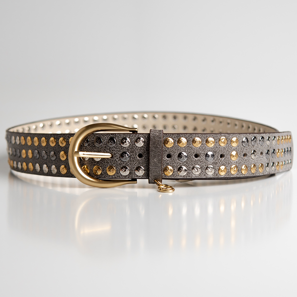 Cinto Betina Tachas Couro - Cinza / PP