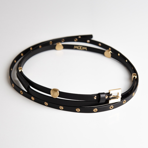 Cinto Carolina tachas couro - Preto / PP