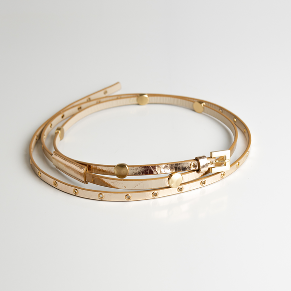 Cinto Carolina tachas couro - Champagne / PP