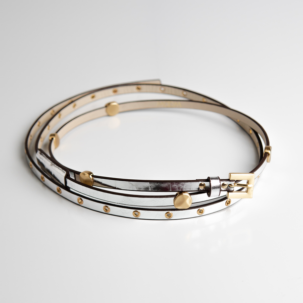 Cinto Carolina tachas couro - Silver / PP
